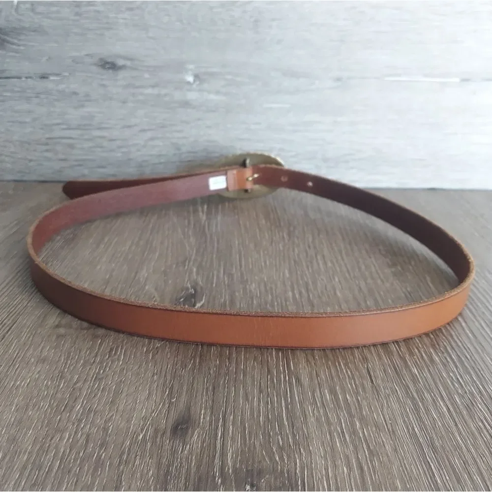 American Eagle Outfitters Brown Leather Skinny Belt Oval Buckle XS/S
